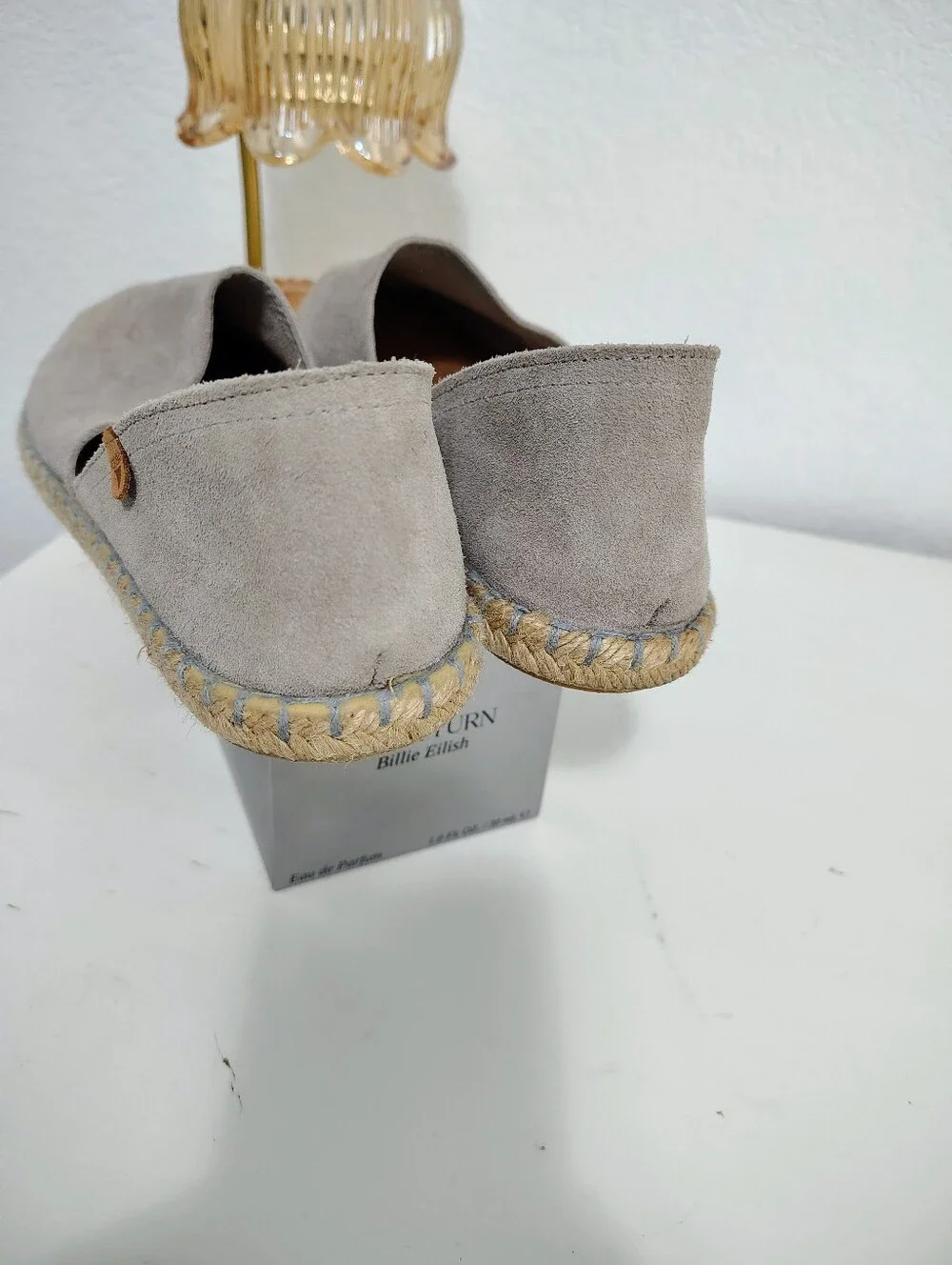 VERBENAS CARMEN ESPADRILLES FLATS Gray Suede Casual Slip-On Shoes Made In Spain